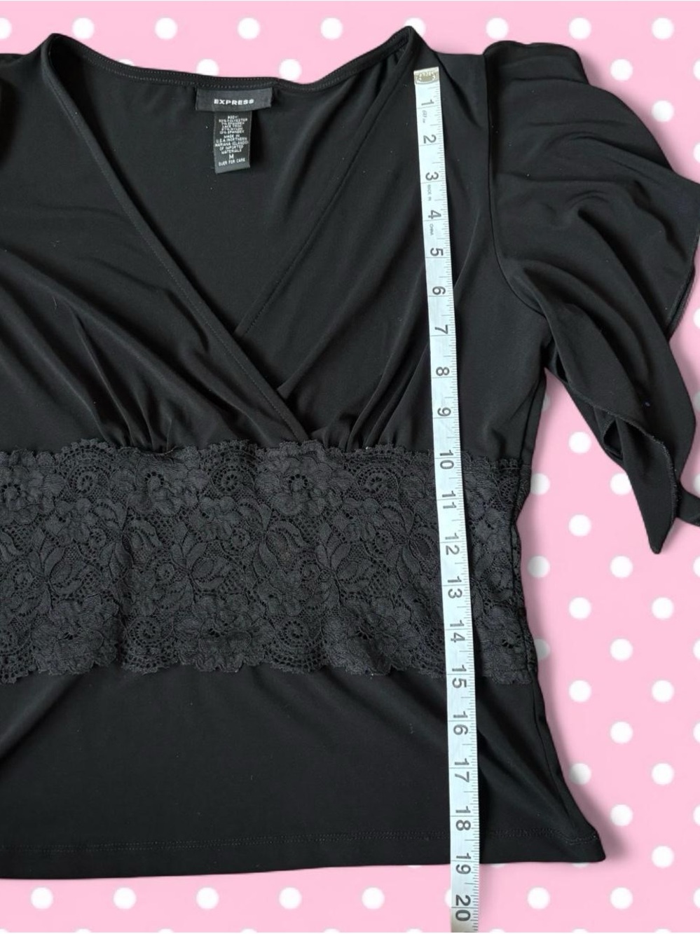 Express Black V-Neck Lace Waist Women's Top - Picture 5 of 6